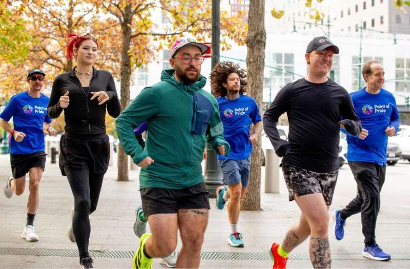 Marathon charity team athletes jogging