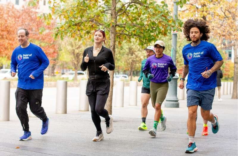 Marathon team athletes jogging