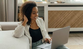 Woman working on laptop
