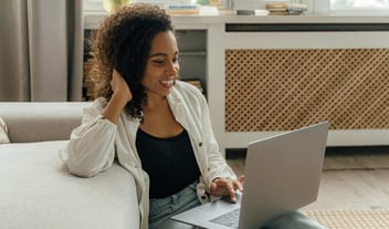 Woman working on laptop