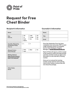 Trans in Custody – Binder Request Application Form