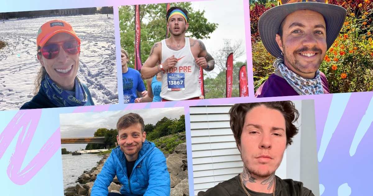 Collage of 5 trans athletes