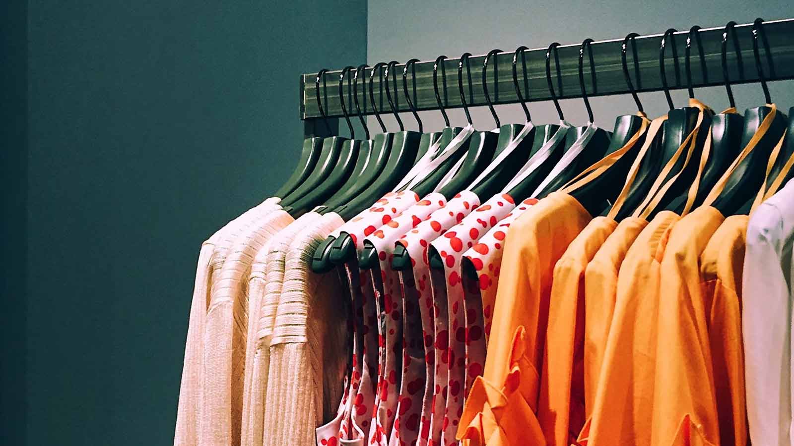 Clothing hanging on a rack