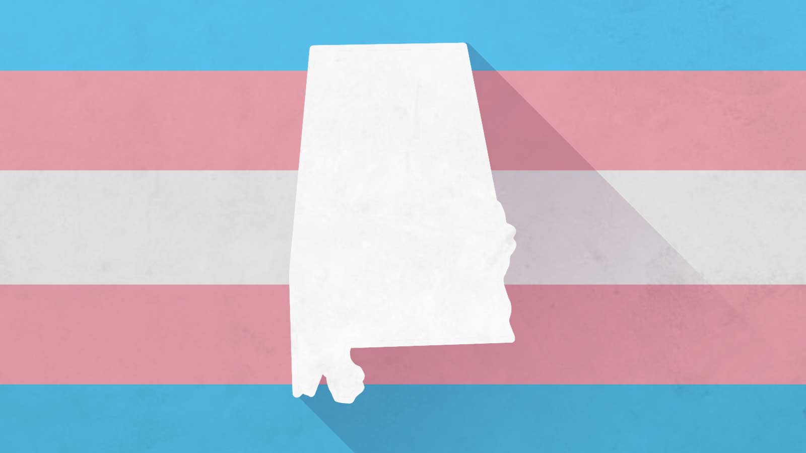 Alabama state outline against trans flag