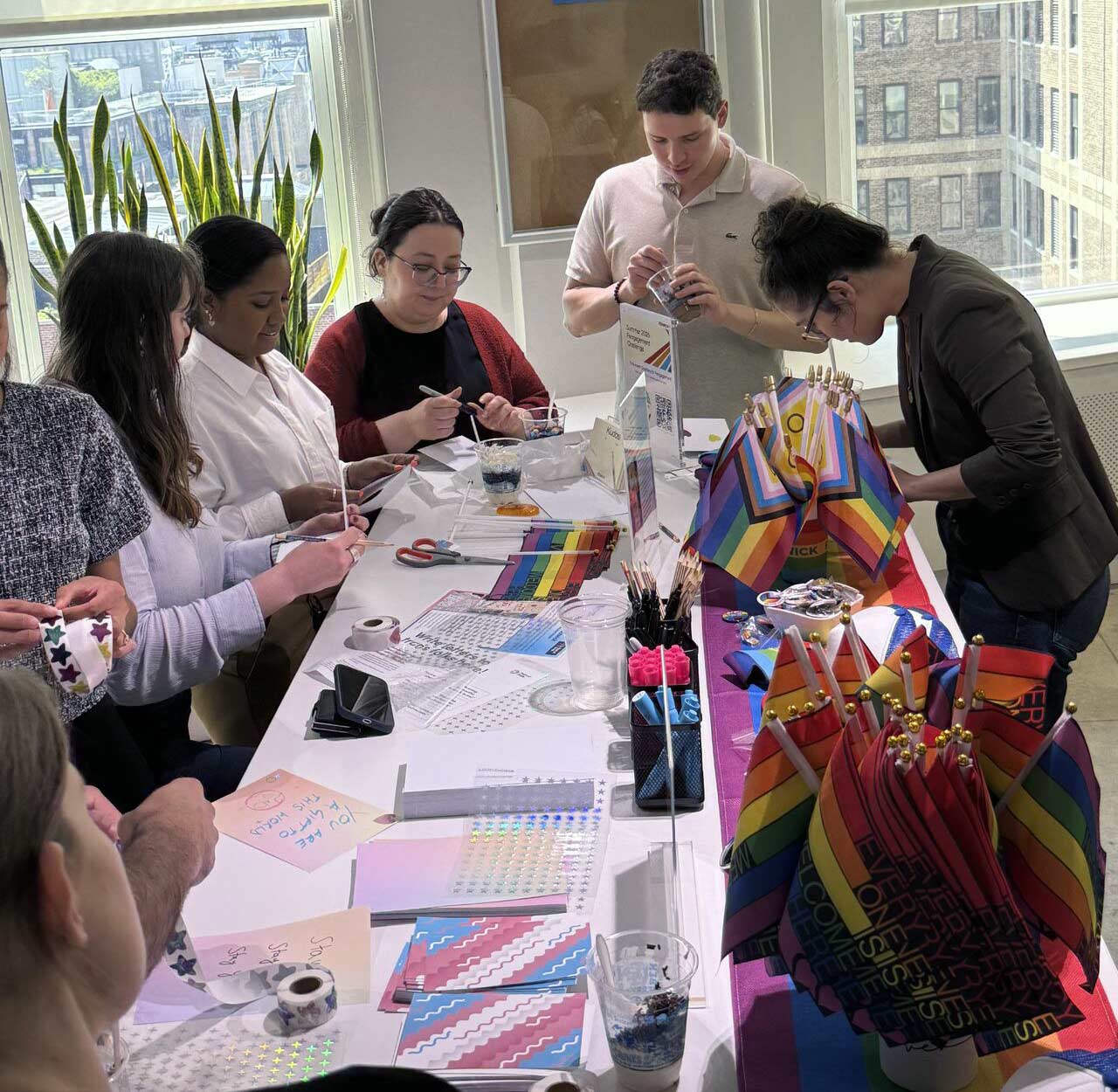 Employees organizing a fundraising event at their workplace