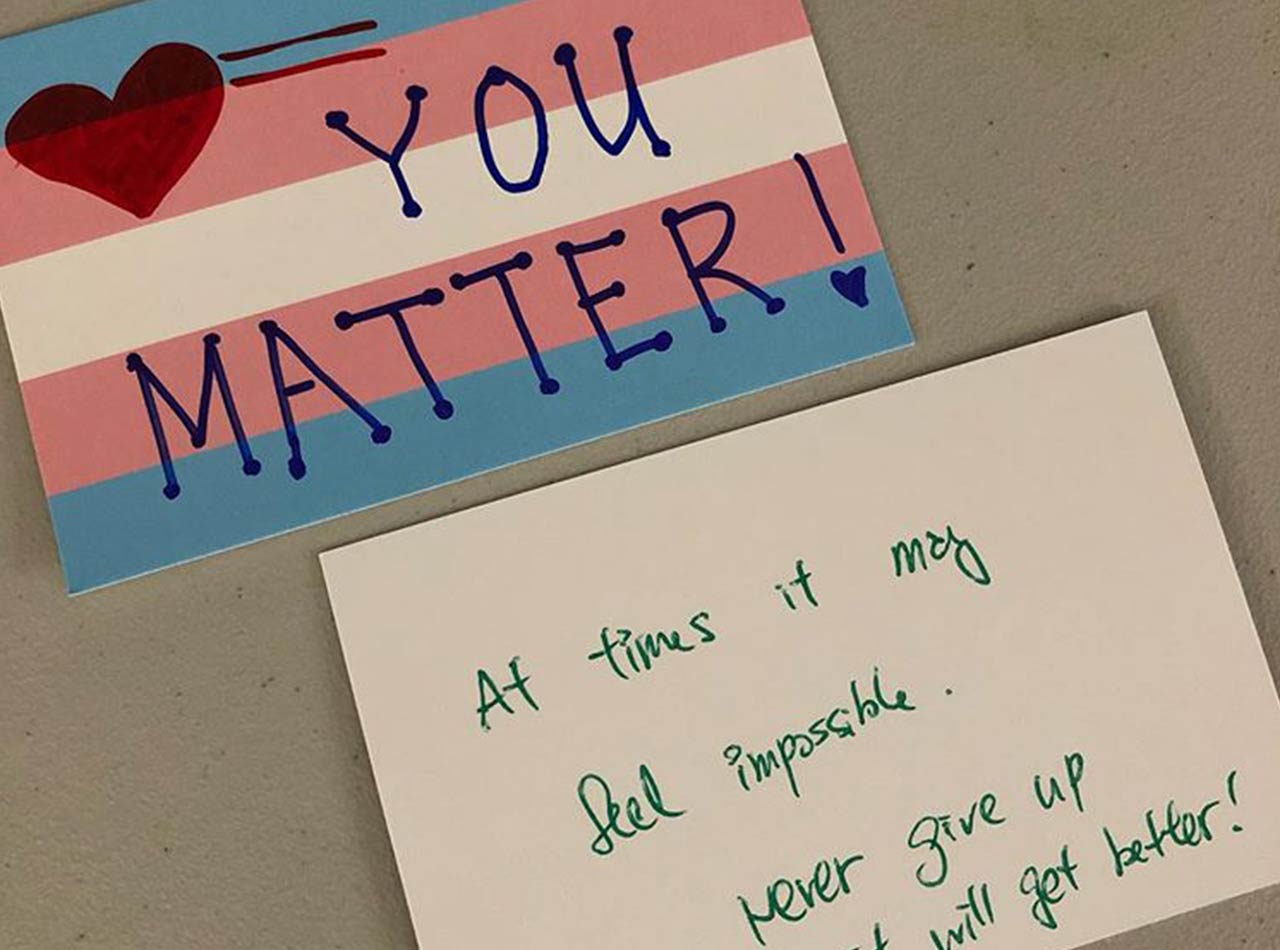 Handwritten card sent to a trans youth